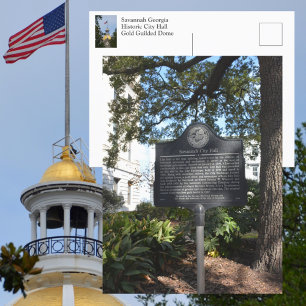 Savannah GA Historic City Hall Marker Fotografy Postkarte