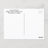 Savannah GA Historic Colonial Park Fotografy Postkarte (Rückseite)