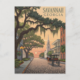 Savannah GA Kopfsteinpflasterstraße Postkarte