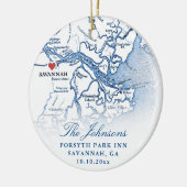Savannah GA Map Hochzeit Foto Weihnachten Keramik Ornament (Links)