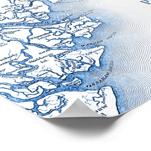 Savannah GA Map Wedding Keepake Wall Kunst Printin Poster (Ecke)