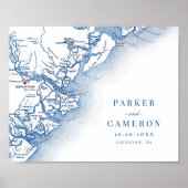 Savannah GA Map Wedding Keepake Wall Kunst Printin Poster (Vorne)