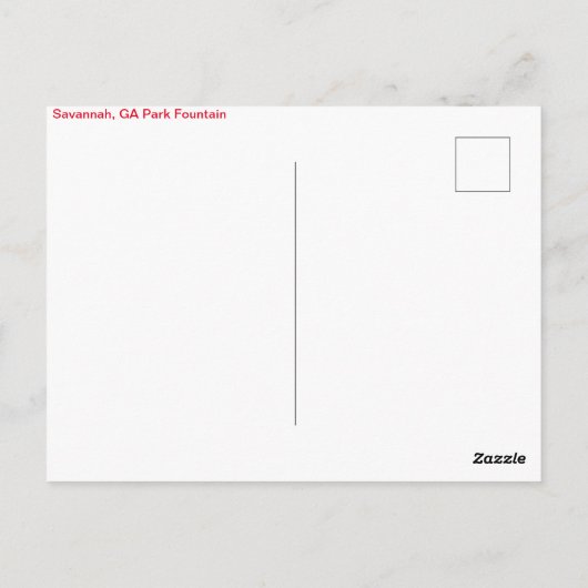 Savannah, GA Park Fossil Postkarte (Rückseite)