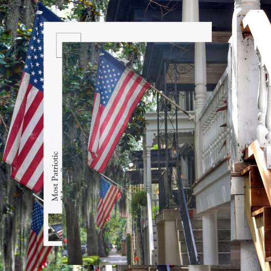 Savannah GA Patriotic Flags Jones St Fotografisch Postkarte