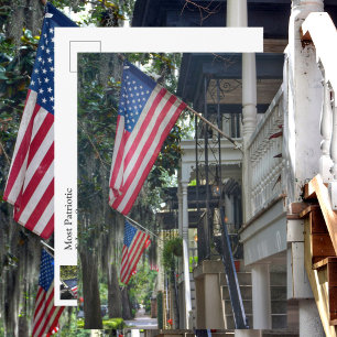 Savannah GA Patriotische Flaggen Jones St Fotograf Postkarte