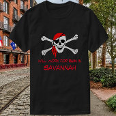 Savannah GA Pirate Skull Crossbones Arbeit für Rum T-Shirt