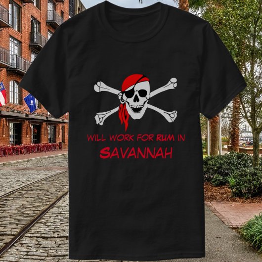 Savannah GA Pirate Skull Crossbones Arbeit für Rum T-Shirt