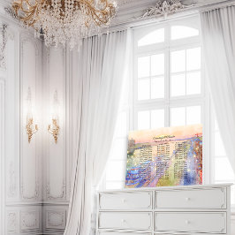 Savannah GA River Street Sunset Wedding Seat Chart Poster