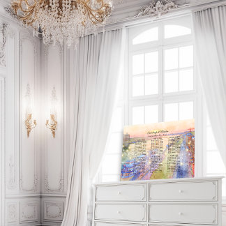 Savannah GA River Street Sunset Wedding Seat Chart Poster