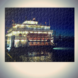 Savannah GA Riverboat bei der Nachtfotografie Puzzle