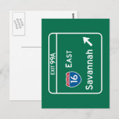 Savannah, GA Road Sign Postkarte (Vorne/Hinten)