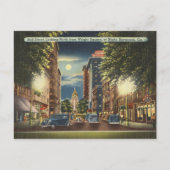 Savannah GA Street Night Vintag Illustration Postkarte (Vorderseite)
