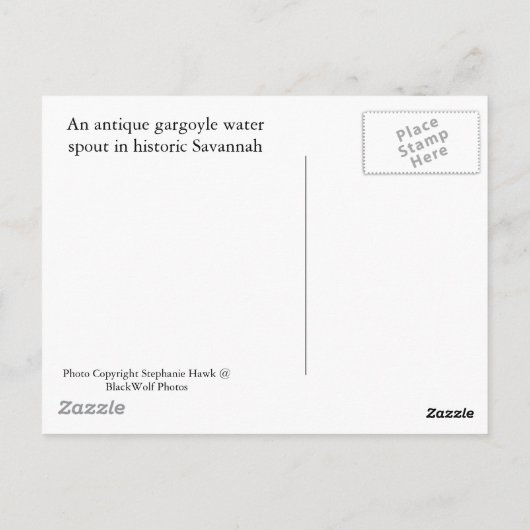 Savannah Gargoyle Post Card Postkarte (Rückseite)