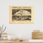 Savannah Georgia 1734 Antike Panoramakarte Poster (Küche)