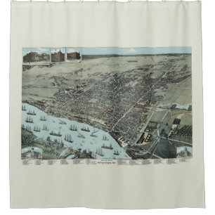 Savannah Georgia 1891 Vögel Augen Vintage Karte an Duschvorhang