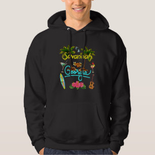 Savannah Georgia Beach Summer Palm Surf Sun Set Pa Hoodie