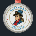 Savannah Georgia Colonial Ornament Aus Metall<br><div class="desc">Savannah,  Georgia invites history buffs to walk its colonial-era squares and cobblestone streets,  where its 1733 founding,  preserved town plan,  and centuries-old architecture create a vivid window into America’s early past.</div>