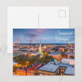 Savannah, Georgia Downtown View at Sunset Postkarte (Vorne/Hinten)