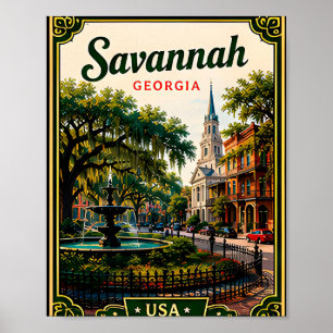 🌿 Savannah Georgia Historische Urlaubserinnerung Poster