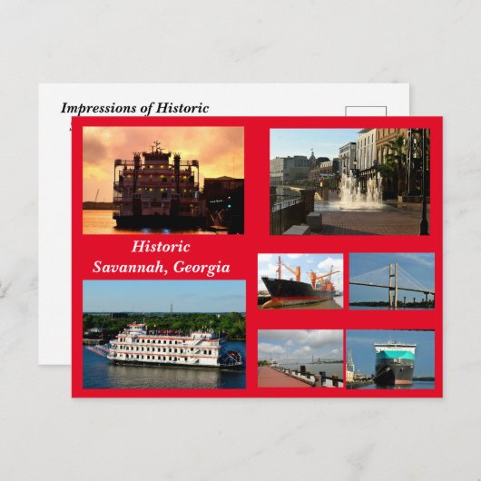 Savannah, Georgia Holiday Postcard Feiertagspostkarte (Vorne/Hinten)