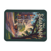 Savannah Georgia Horse Carriage Illustration Retro Magnet (Horizontal)