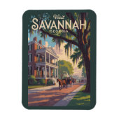Savannah Georgia Horse Carriage Illustration Retro Magnet (Vertikal)