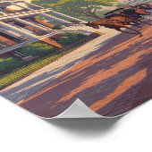 Savannah Georgia Horse Carriage Illustration Retro Poster (Ecke)