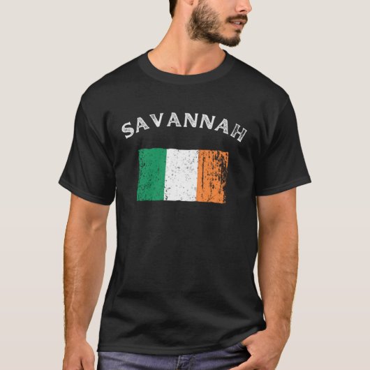 SAVANNAH GEORGIA Irish American Flag Badge T-Shirt (Vorderseite)