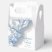Savannah Georgia Karte Elegant Blue Wedding Geschenkschachtel (Geöffnet)