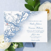 Savannah Georgia Karte Elegant Navy Blue Wedding