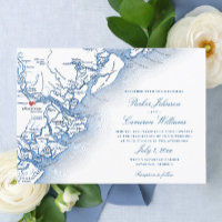 Savannah Georgia Karte Elegant Navy Blue Wedding