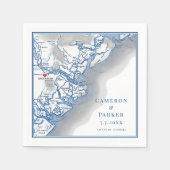 Savannah Georgia Karte Elegant Navy Wedding Napkin Serviette (Vorderseite)