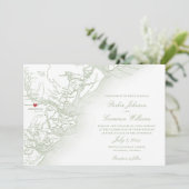 Savannah Georgia Karte Elegant Sage Green Wedding (Stehend Vorderseite)