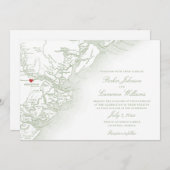 Savannah Georgia Karte Elegant Sage Green Wedding (Vorne/Hinten)