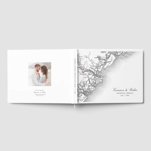 Savannah Georgia Karte Elegant Wedding Gästebuch (Voll)