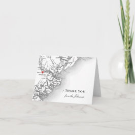 Savannah Georgia Map Wedding Personalisiert Dankeskarte
