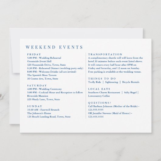 Savannah Georgia Marine Hochzeit Willkommensreise Dankeskarte (Rückseite)