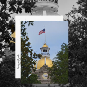 Savannah Georgia Rathaus Goldene Kuppel Fotografie Postkarte