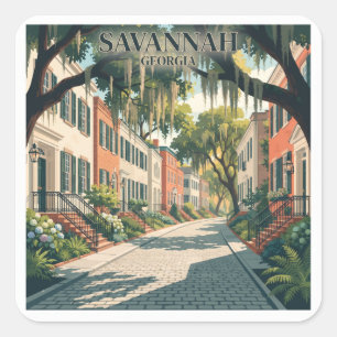 Savannah Georgia Reise Andenken Quadratischer Aufkleber