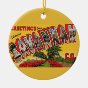 Savannah Georgia Retro Farbige  Keramik Ornament