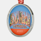 Savannah Georgia Retro Postcard Ornament (Links)