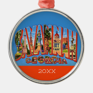 Savannah Georgia Retro Postkarten-Ornament Ornament Aus Metall