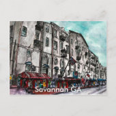 Savannah Georgia River Street Art zeichnend Postkarte (Vorderseite)
