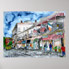 Savannah Georgia River Street City Art Print Poster