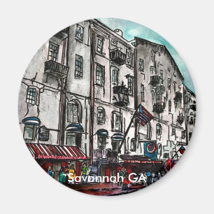 Savannah Georgia River Street Kunstzeichnung Magnet