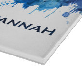 Savannah Georgia Skyline Blue Schneidebrett (Ecke)