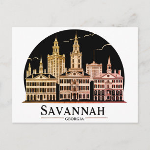 Savannah Georgia Skyline Postkarte