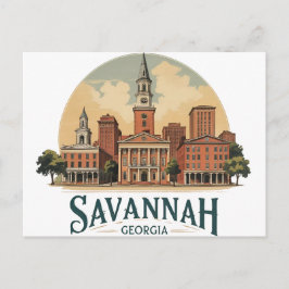 Savannah Georgia Skyline Postkarte