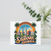 Savannah Georgia Skyline Postkarte (Stehend Vorderseite)