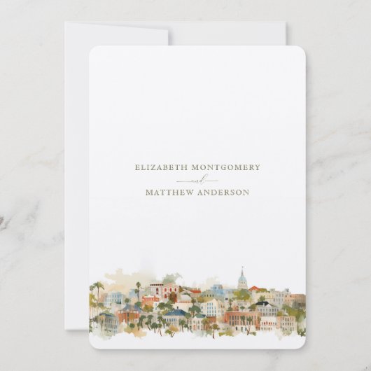 Savannah Georgia Skyline Rett-the-Date Einladung (Rückseite)